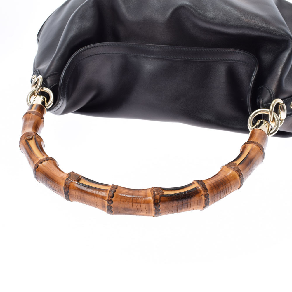 Gucci Handbag Bamboo Handle Leather Top Black - Picture 3 of 11